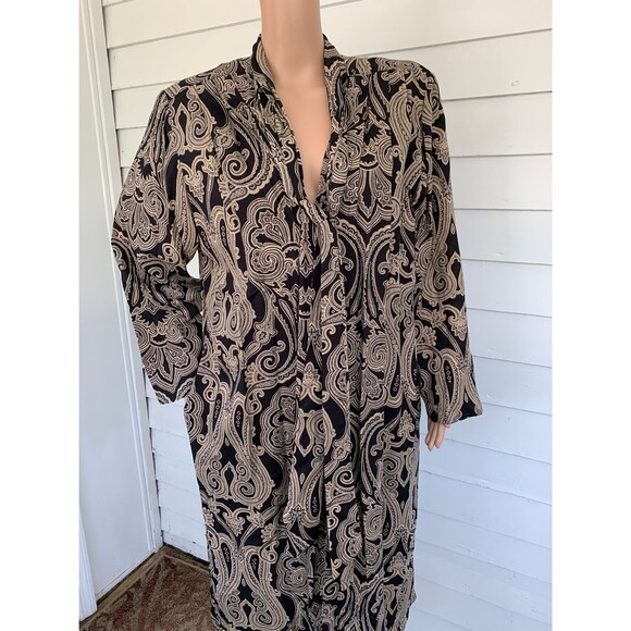 Vintage 80s Neutral Print Dress with Matching Long Jacket M - Picture 8 of 10